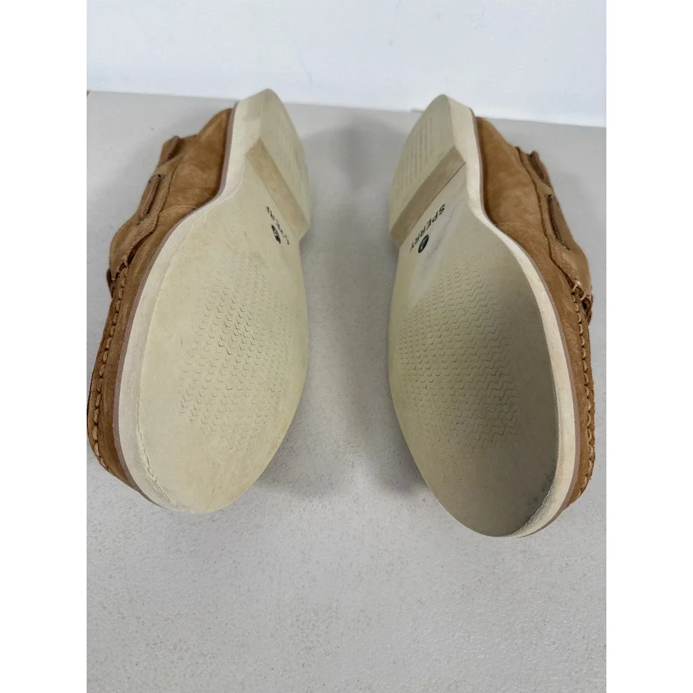 Sperry Top-Sider Mens Tan Leather Boat Shoes Moc Toe Loafers Cork Footbed. 10.5